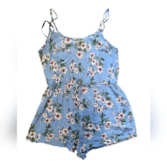 Floral Blue Summer Romper - Picture 1 of 3